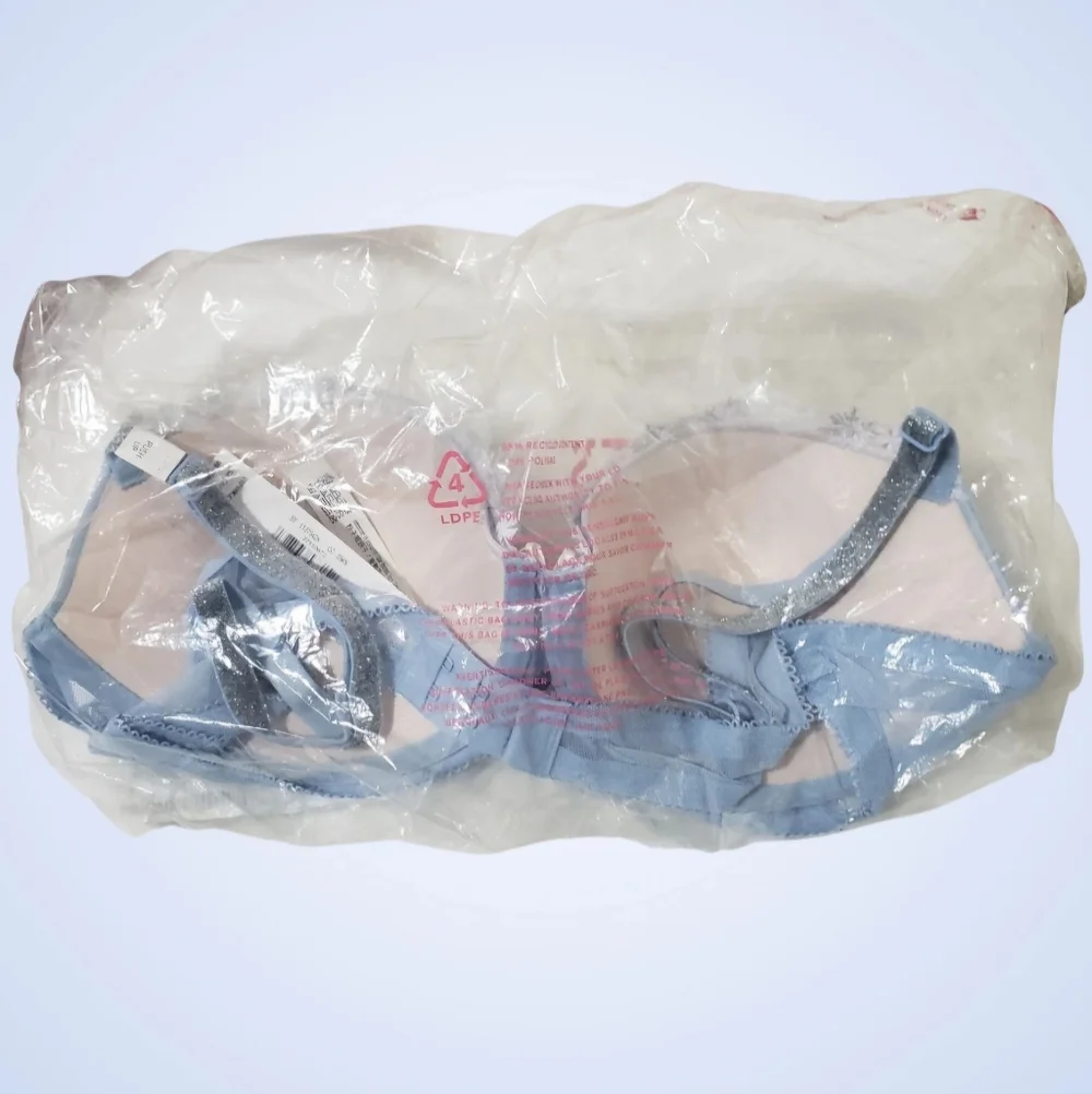 GOING VIRAL PINK WINK Victoria's Secret Push-Up Bra 36C Balconette Icy Blue
